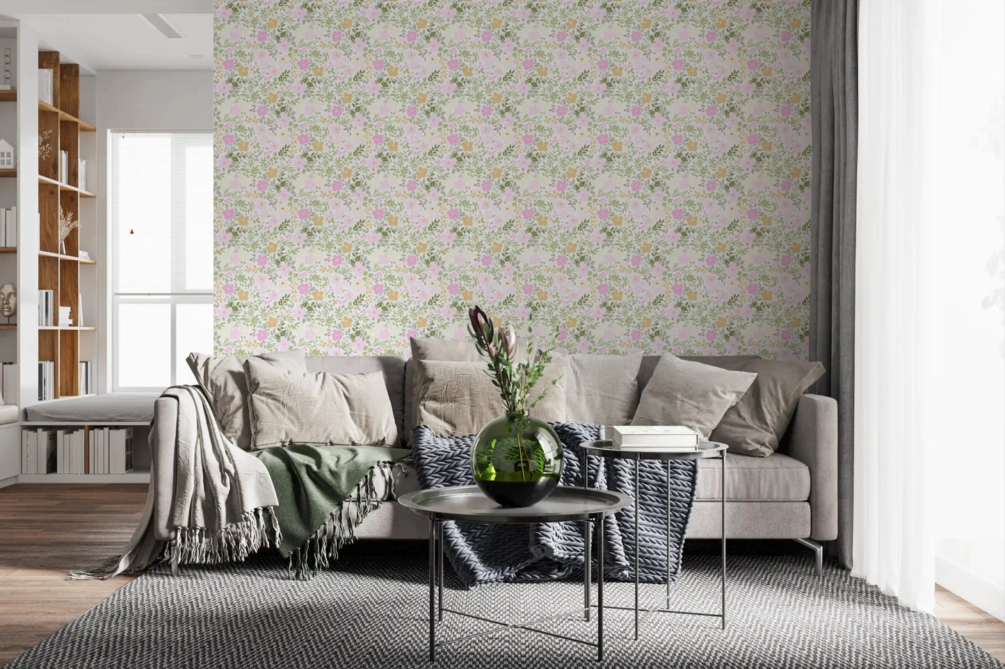 Family room holds soft pink florals on this seamless wallpaper
GD9499