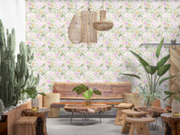 Dining room feels light beside the pink and yellow ditsy floral wallpaper
GD9499