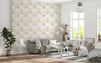 Round summery blossoms sit between leafy stems on this Spring Blossom wallpaperGD9499