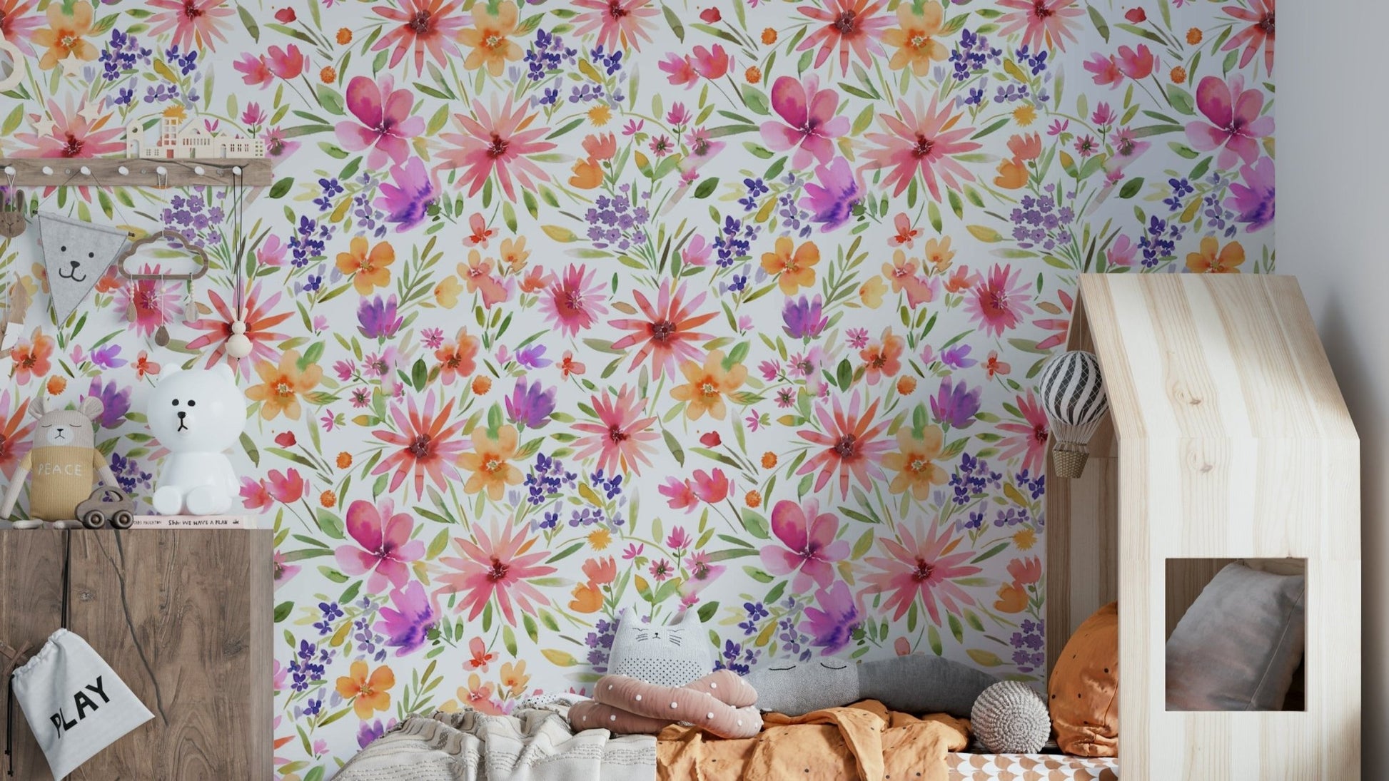 Fresh spring floral wallpaper showcasing dahlias in garden

