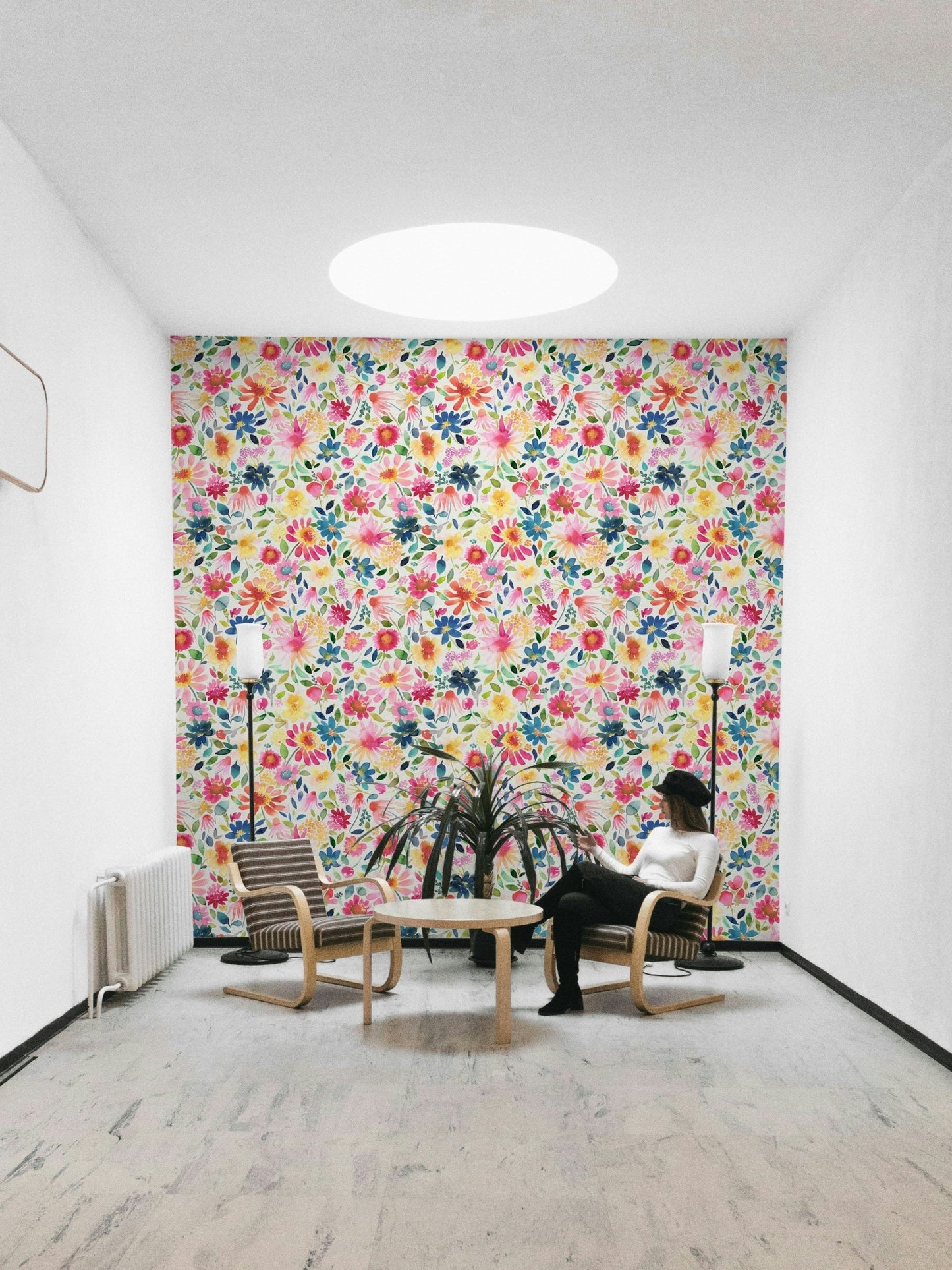 Spring garden wallpaper with vibrant zinnia flowers, GD1303