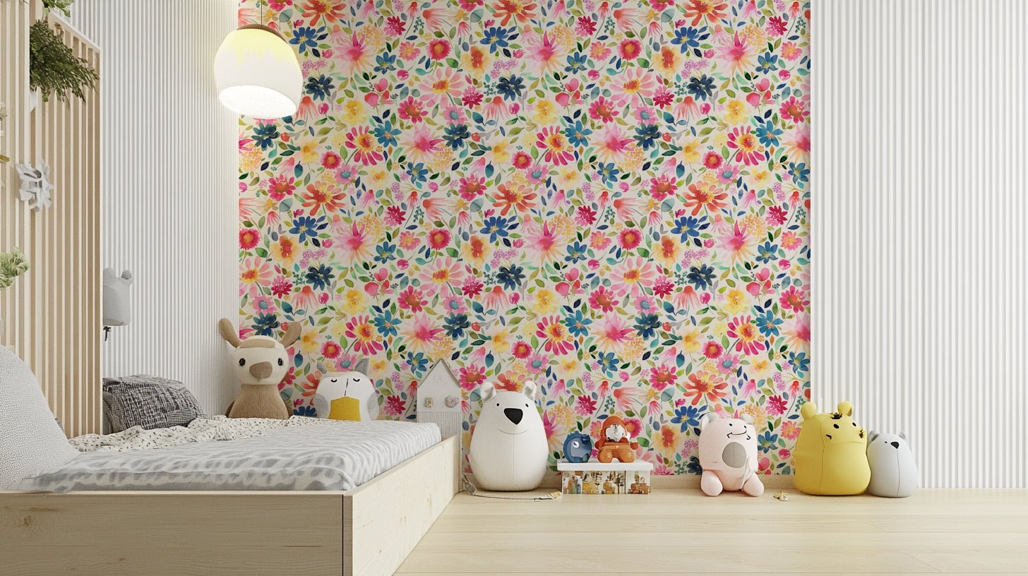 Vibrant spring zinnias garden wallpaper with fresh flowers, GD1303
