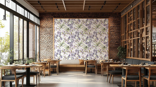 A hand-drawn floral pattern on a wall mural.

