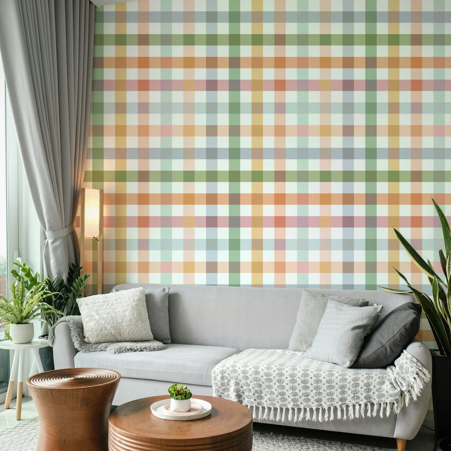 Cheerful Gingham Geometric Wallpaper for Seasonal Rooms

