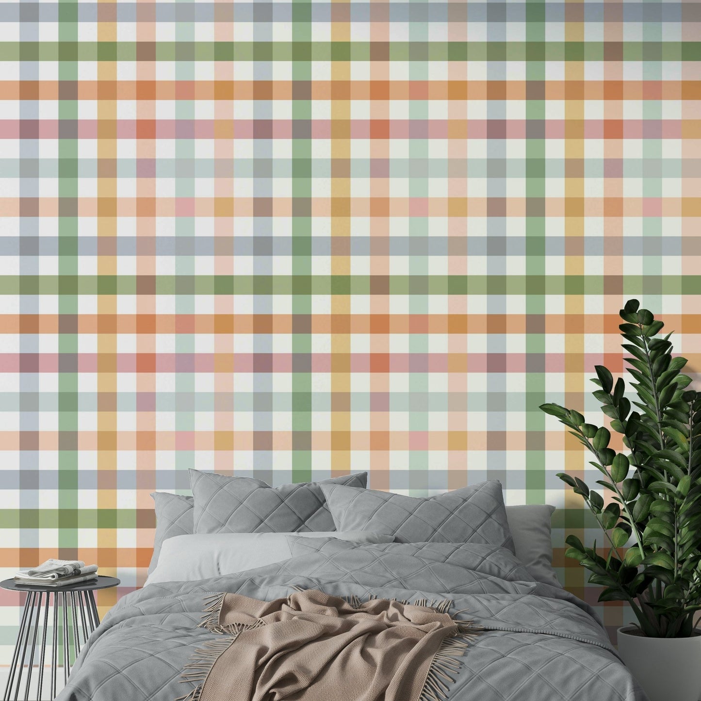 Summer Vibes with Gingham Geometric Countryside Wallpaper

