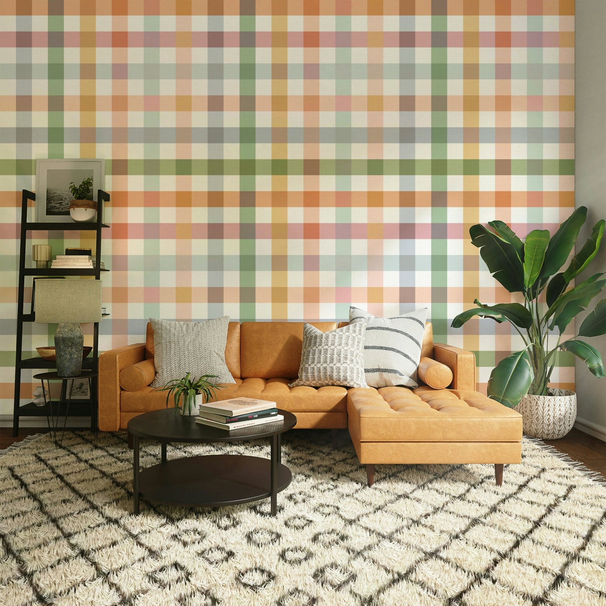 Bright Gingham Geometric Wallpaper for Countryside Homes

