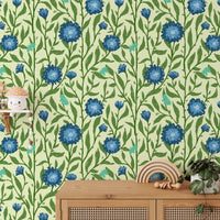 Serene spring trellis light blue wallpaper for a calming ambiance. RNM86
