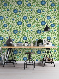 Elegant light blue trellis wallpaper for soft, airy interiors. RNM86
