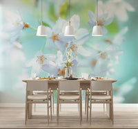 Modern aesthetic wall mural showing delicate garden branches.