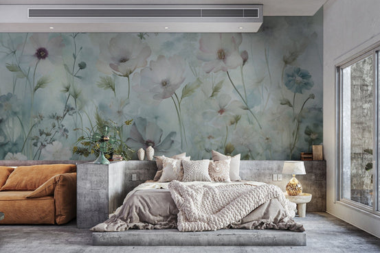 Spring field vintage green wallpaper for a serene, nature-inspired space. DTIL45