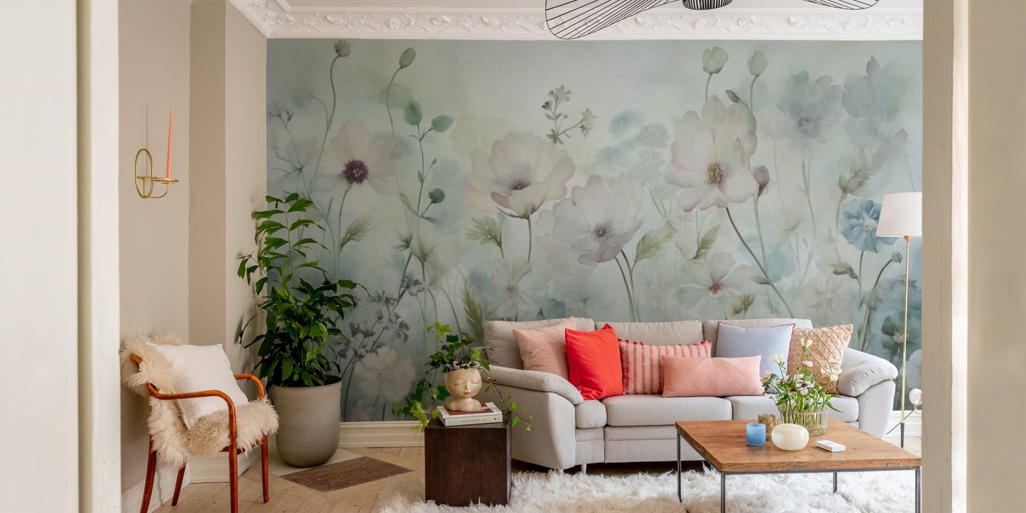 Spring Field Vintage Green Wallpaper - Giffywalls