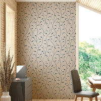 Nature-Themed Sprout & Vine Indigo Green Wallpaper

