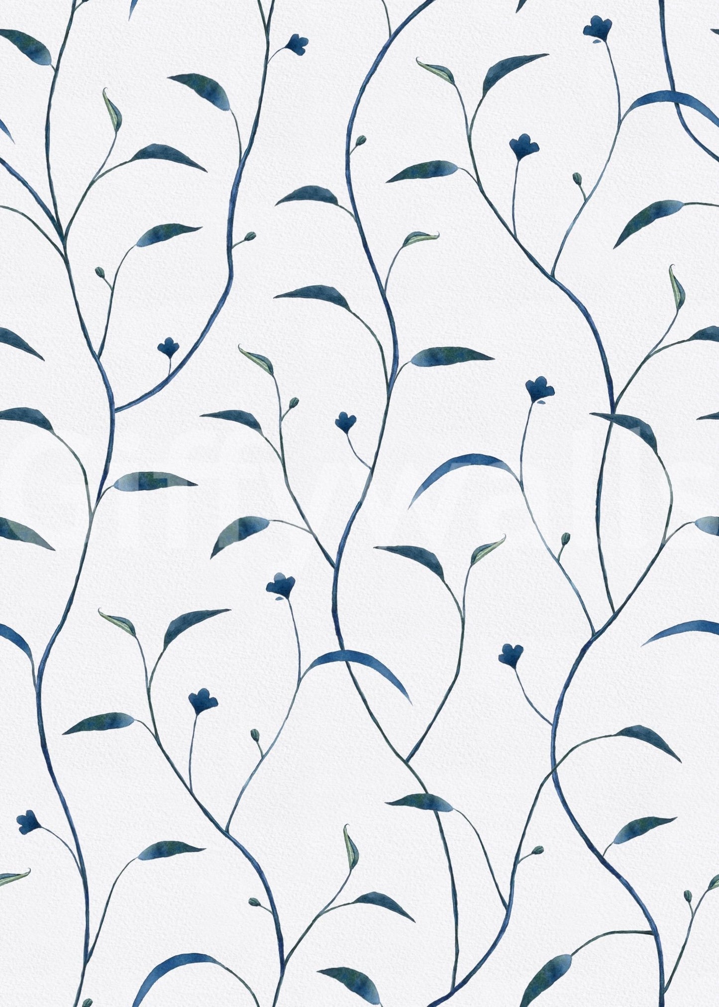 Sprout & Vine - Indigo + Green Wallpaper⁠