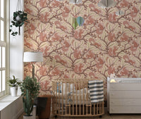 Cozy squirrel wallpaper with leaves and acorns

