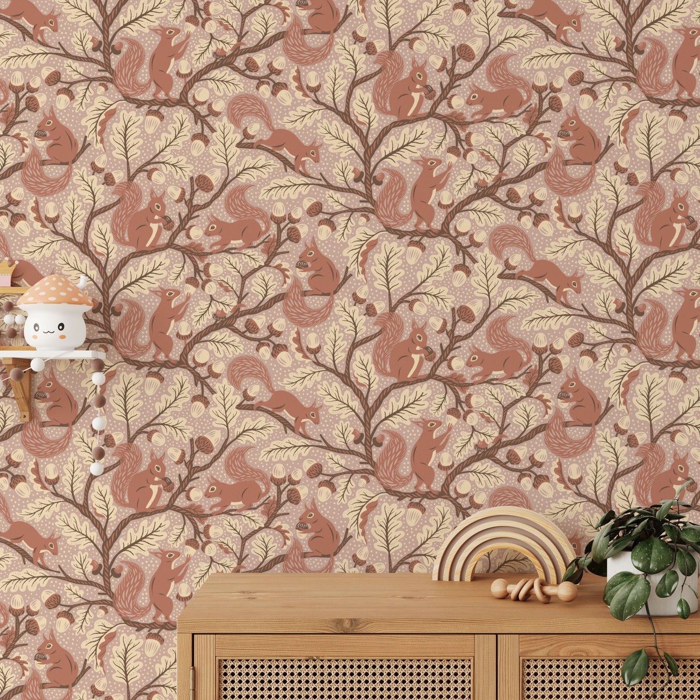 Earthy tone squirrel wallpaper texture

