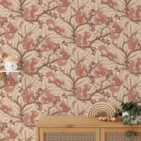 Earthy tone squirrel wallpaper texture

