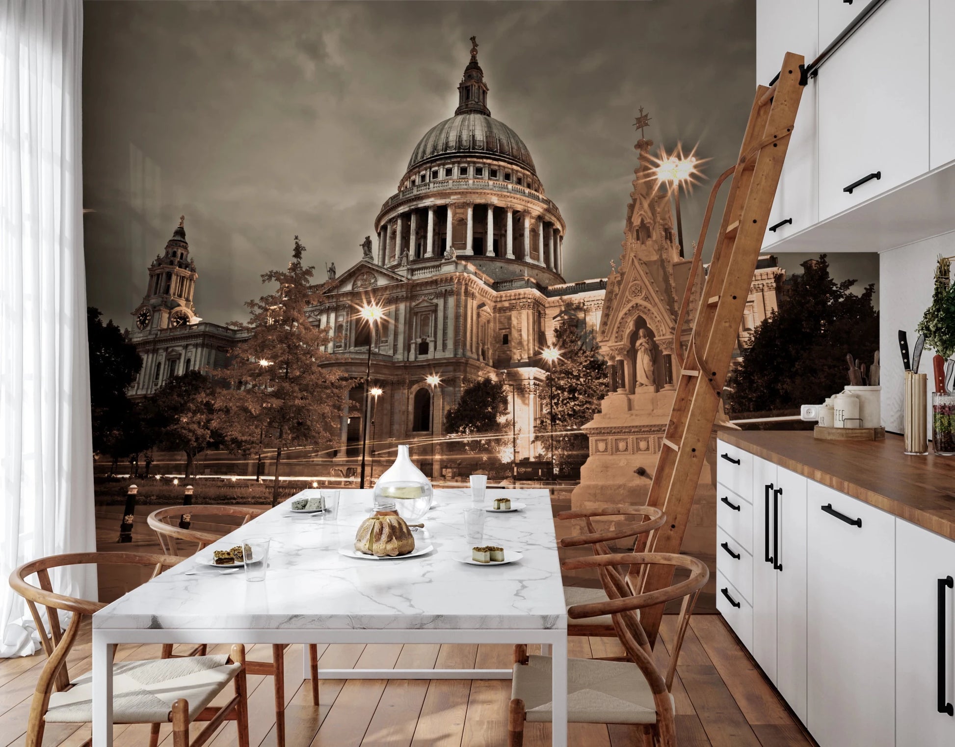 Classic dome view in St Pauls Sepia wall mural design, GD8746