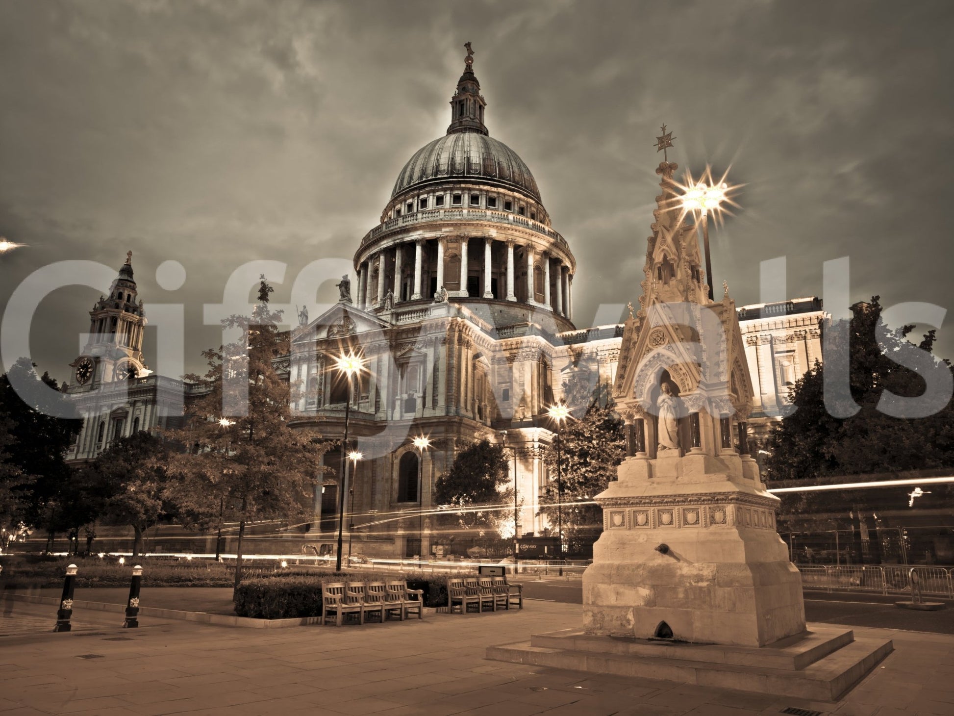 Urban monument shown in St Pauls Sepia wall mural, GD8746