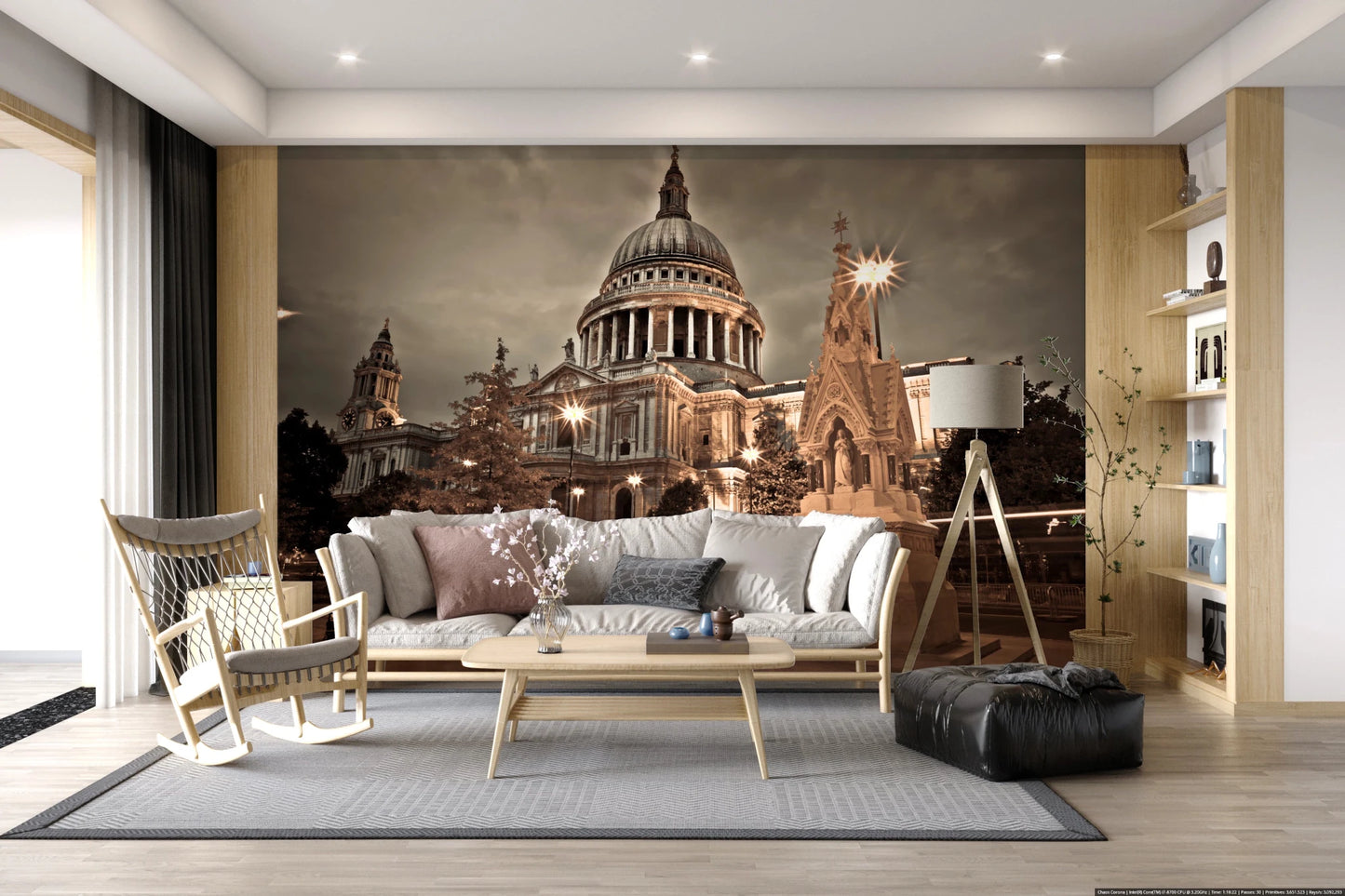 Evening light scene in St Pauls Sepia wall mural, GD8746