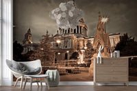 Sepia city skyline in St Pauls Sepia wall mural style, GD8746
