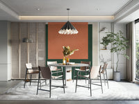 A wall mural of a peaceful terra-cotta pattern.

