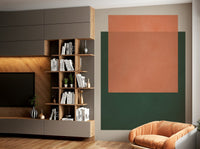 The colors are soft, muted tones of beige, brown, and green.

