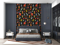 Capricious Stacking Retro Geometric Shapes and stripes wallpaper.