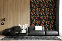 Whimsical Peel and Stick Wallpaper with stacked geometric shapes.