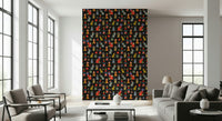 Bizarrely colorful Stacking Retro Geometric Shapes Stripes Wallpaper.
