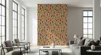 Stacking Retro Geometric Shapes wallpaper, quirky totem shapes, playful.