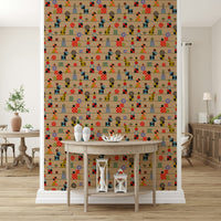 Geometrical wallpaper, Stacking Retro shapes, jocund constructs, neat.