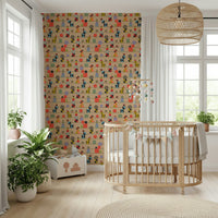 Stacking Retro Geometric Shapes wallpaper, whimsical geometrical cairns.