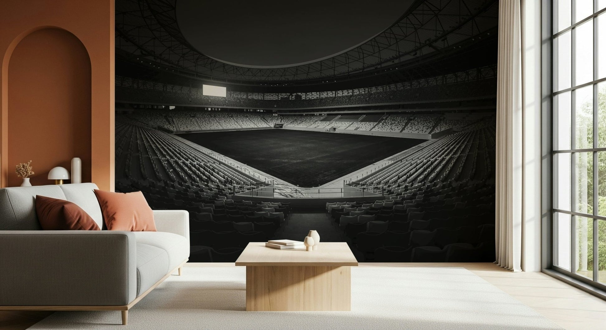 A graceful subtle pattern wall mural in cool, neutral tones.