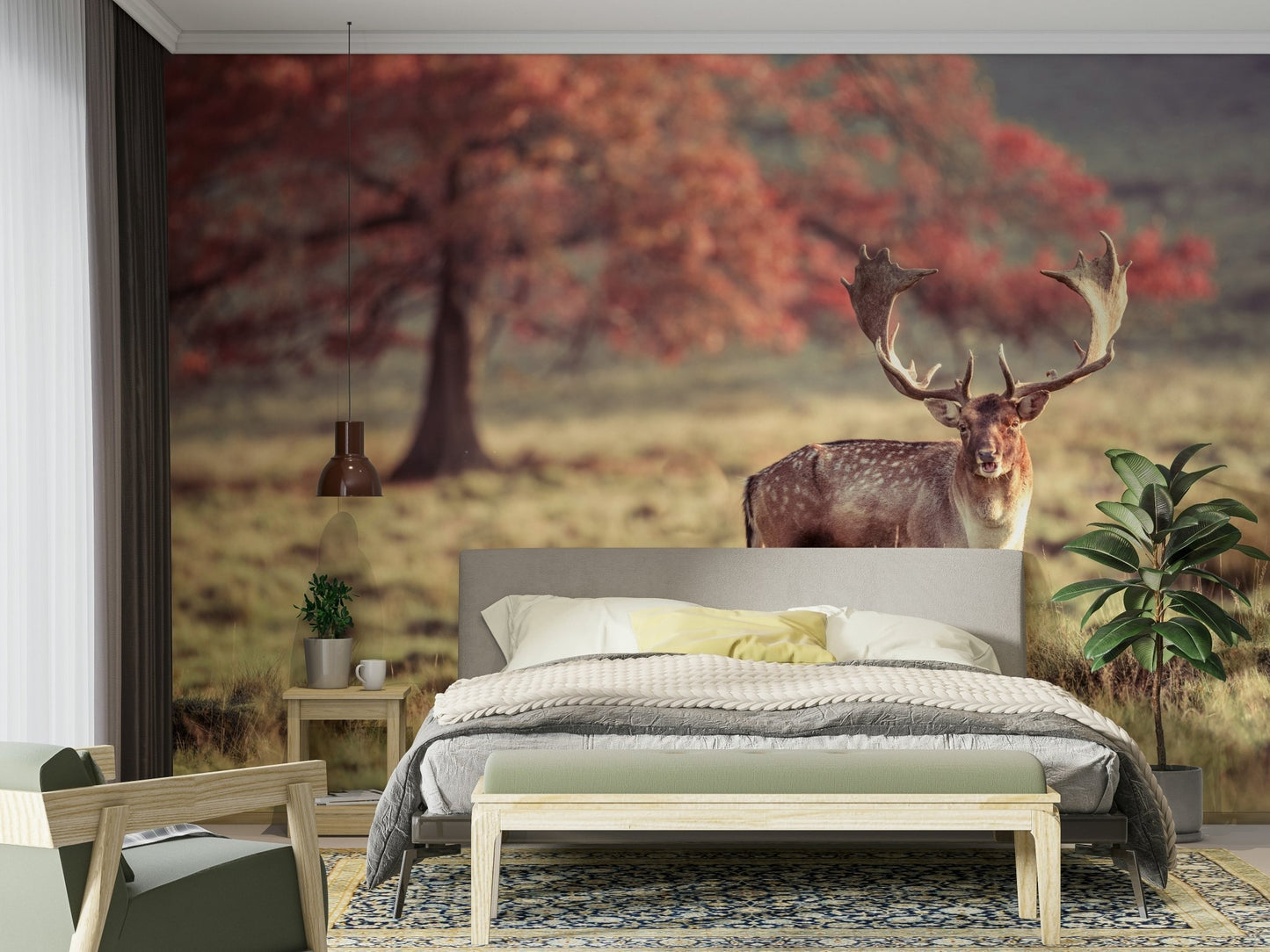 Nature-inspired wall mural with wildlife imagery and rich detail

