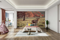 Majestic stag in a tranquil natural setting for a serene room

