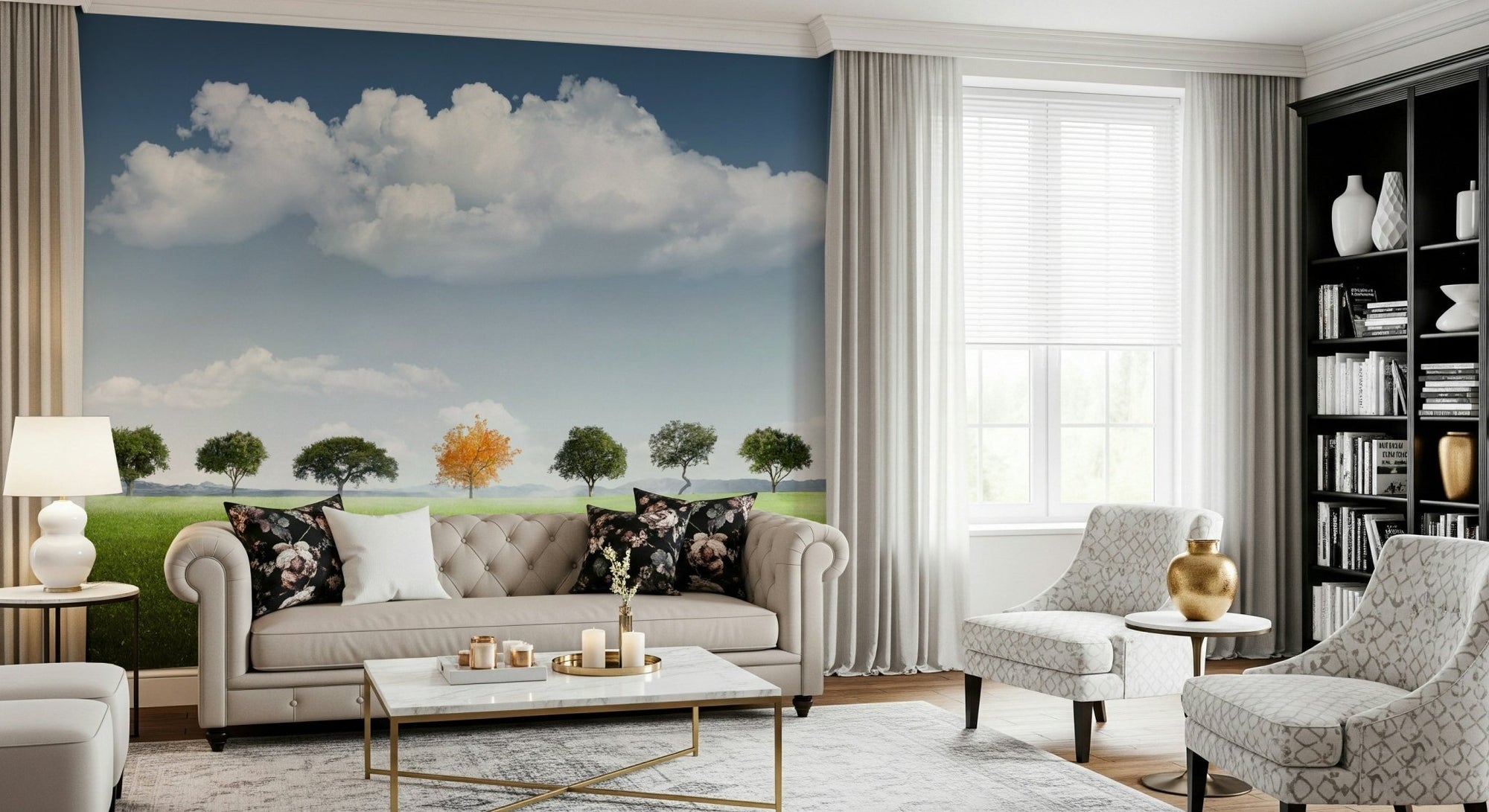 A beautiful bold abstract wallpaper mural with striking, contrasting shapes., GD5769