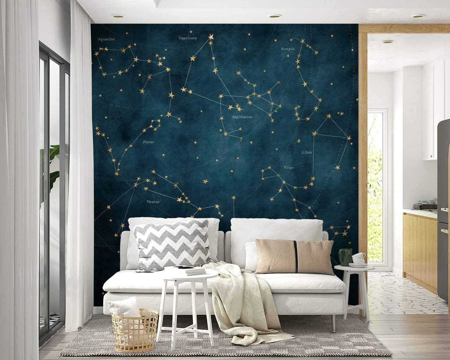 Beautiful zodiac constellations map mural for home decor

