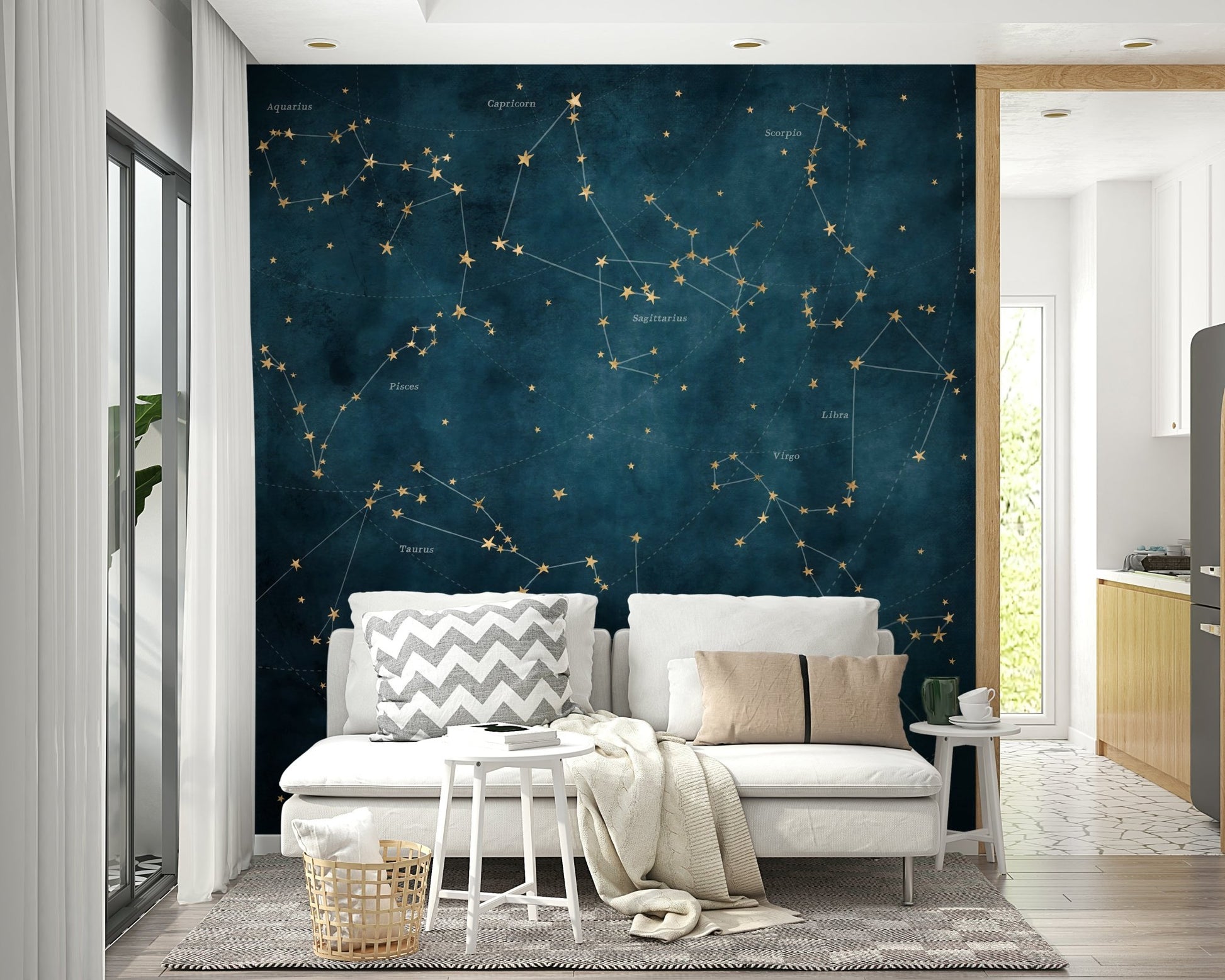 Beautiful zodiac constellations map mural for home decor

