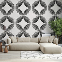 Symmetrical Starburst Deco Wallpaper patterns in a contemporary bedroom wallpaper., GD7854