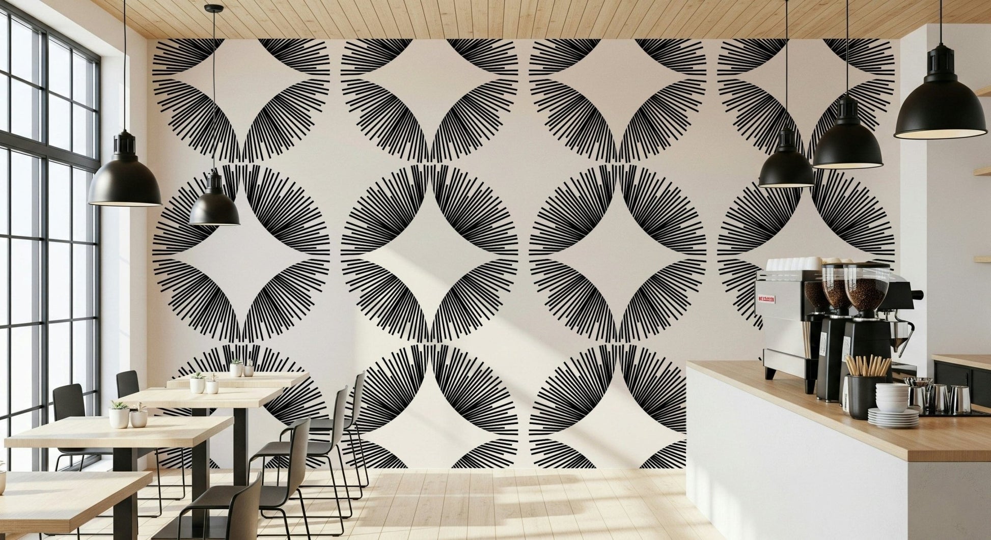 Elegant Starburst Deco Wallpaper with metallic accents for dining room wall mural., GD7854