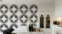 High-contrast Starburst Deco Wallpaper for a luxury apartment hallway wall mural., GD7854