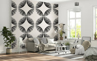 Starburst Deco Wallpaper used in a minimalist home office as professional wallpaper., GD7854