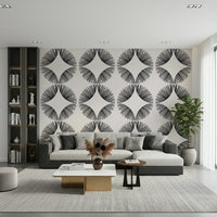 Detailed view of the Starburst Deco Wallpaper showing clean geometric wall mural lines., GD7854