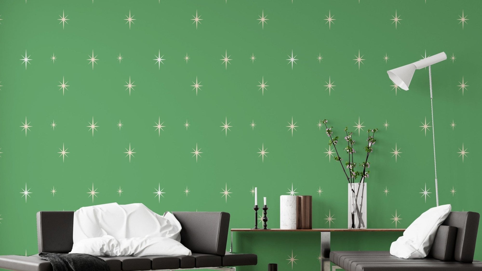 Bold Starburst Green Background Wallpaper for walls, SUSCT06