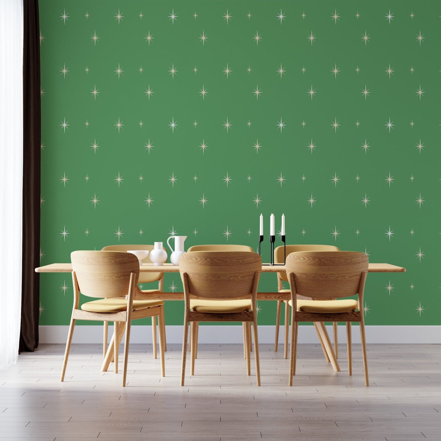 Trendy Starburst Green Background Wallpaper for walls, SUSCT06