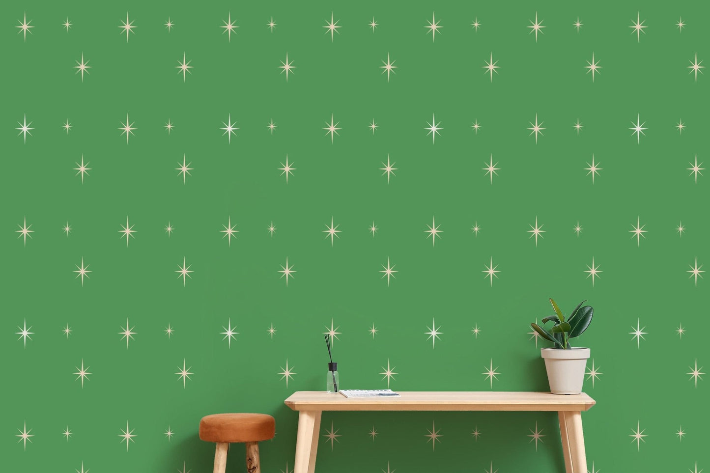 Starburst Green Background Wallpaper design for walls, SUSCT06