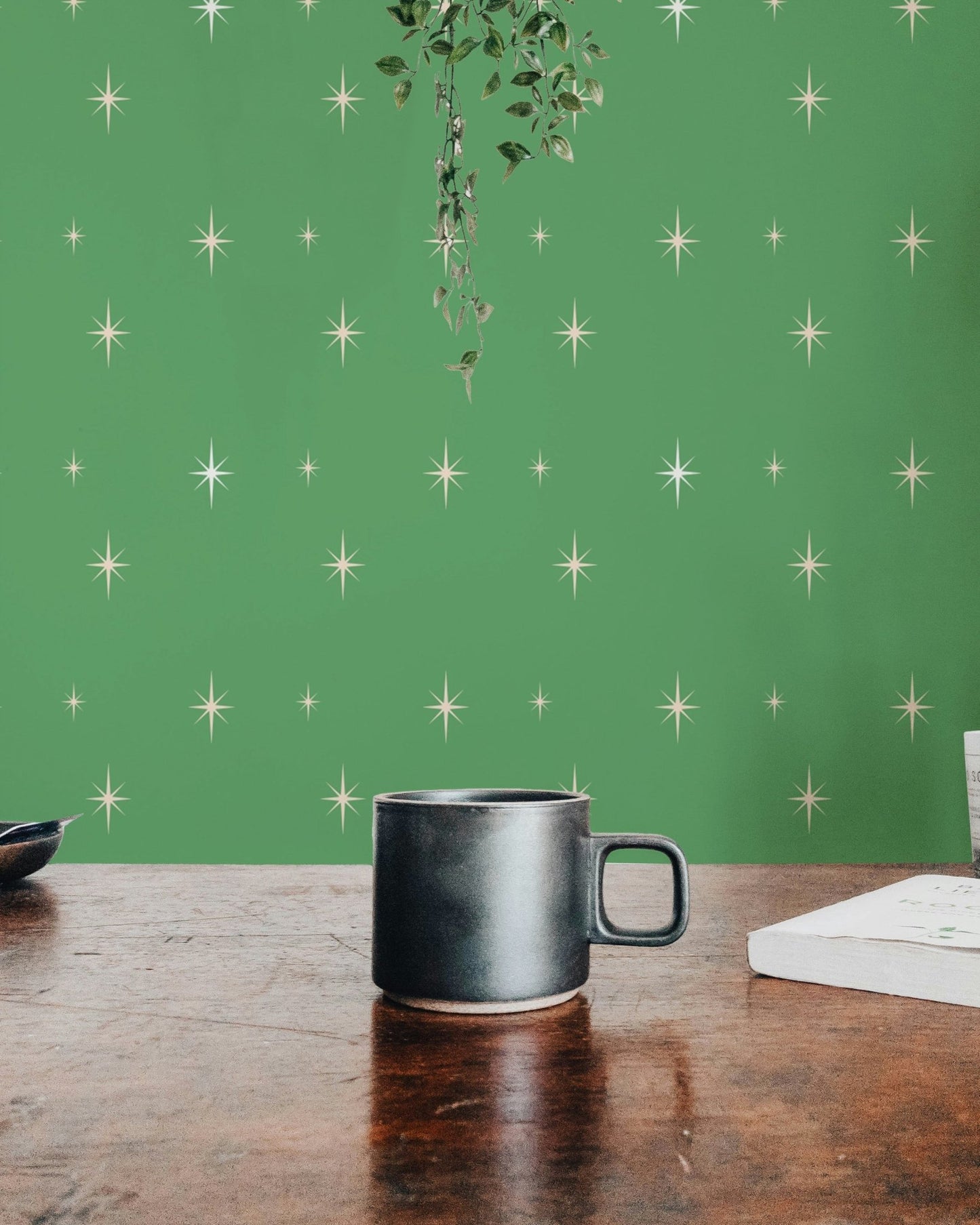 Stylish Starburst Green Background Wallpaper for walls, SUSCT06
