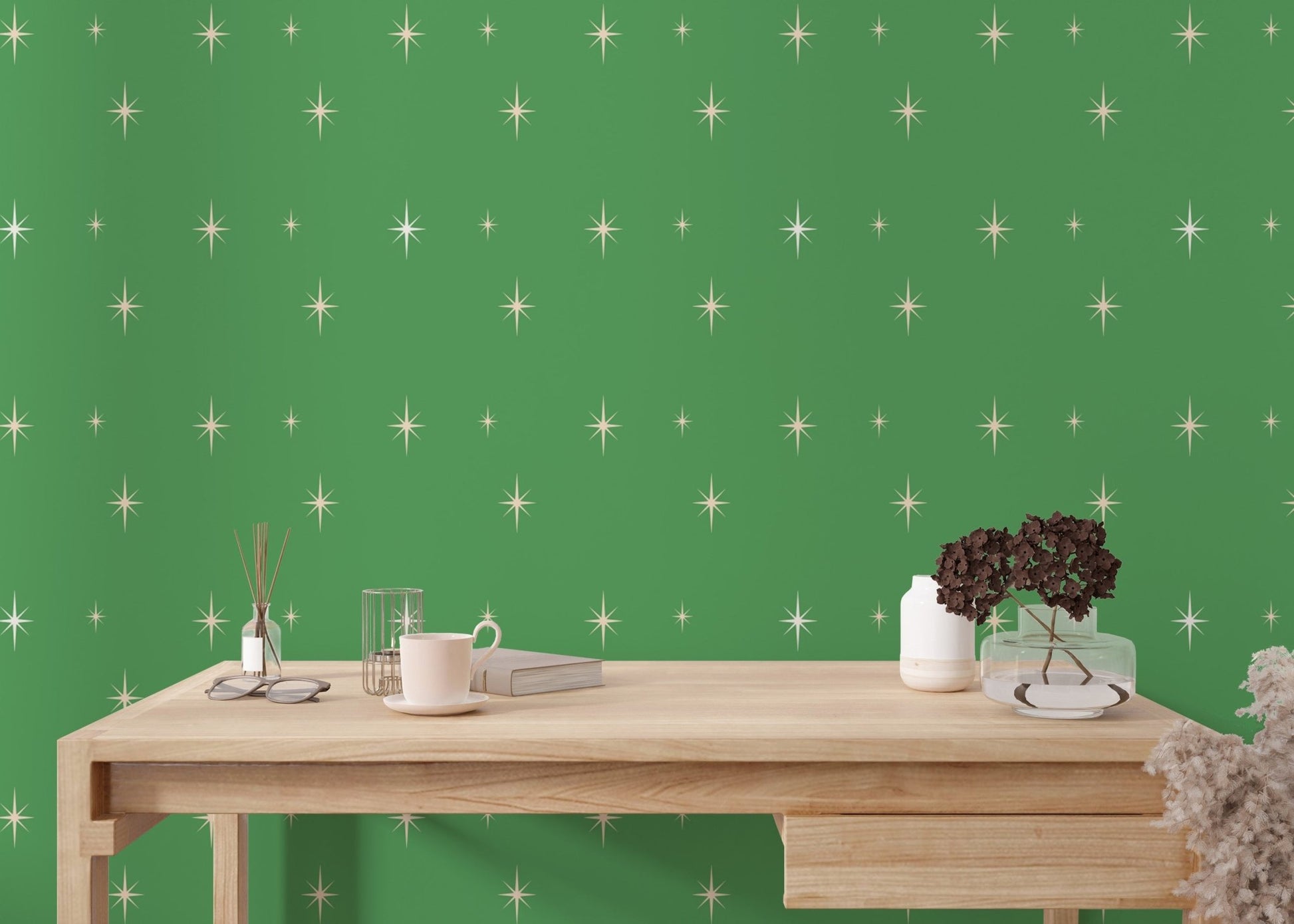 Starburst Green Background Wallpaper with vibrant design, SUSCT06