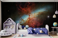 Sparkling stardust wallpaper in a minimalist creative studio.