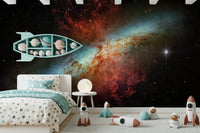Abstract night sky wall mural for a luxury flat interior.